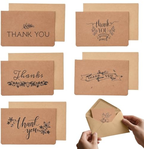 Dreamil Kraftpapier Umschläge Vintage 18 Stück Briefumschläge mit Karten Briefkuvert Briefhülle für Grußkarten Einladungskarten Dankeskarten DIY Geschenkkarten (6 Style)