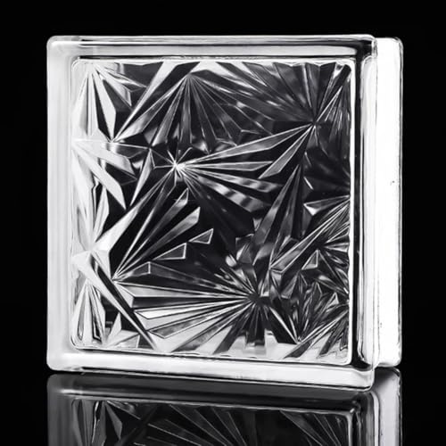 Square Translucent Glass Blocks, High Transparency Sided Crystal Bricks Sound Insulation Thermal Insulation Glasses Tile Office Decorative Partition Wall(Clear-D,8PCS)