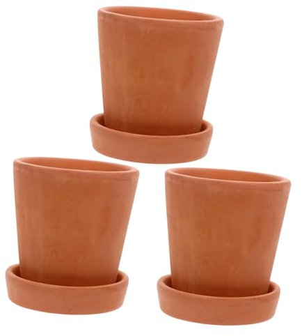 TOYANDONA 3juegos Maceta de Terracota Pintada para Suculentas y Bonsái Contenedor para Plantas de Jardinería con Soporte Inferior