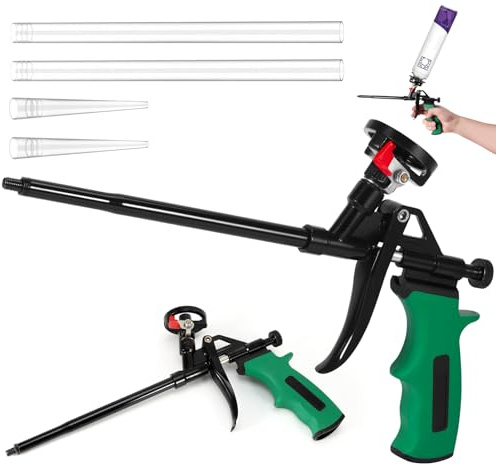 OUZHOU Foam Gun, Expanding Foam Gun No-Clean PU with Adjustable Valve, Professional Foam Dispensing Guns Spray Application Sealant Gun for Caulking, Filling, Sealing