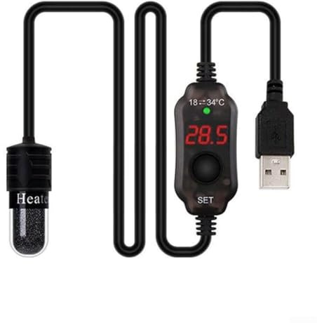 USB Heating Rod for Fish Tanks Submersible Thermostat Heater with Electronic Control