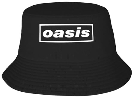 Raymatthie Oasi*s Unisex Black Bucket Hat Mens Womens Band Fisherman Cap Beach Sun Cap Vacation Sports Headwear