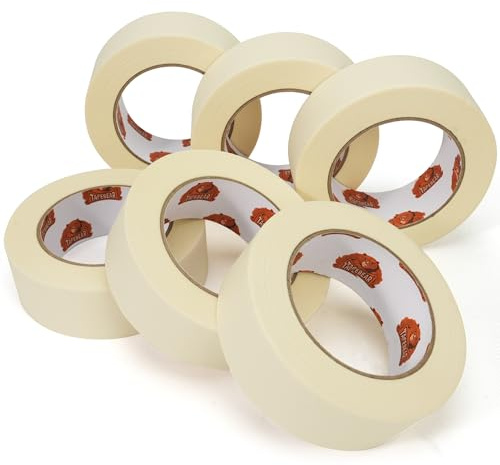 TAPEBEAR General Purpose Masking Tape 1.5 Inch x 60 Yards, Beige White Painters Tape for Painting, Labeling, DIY Arts Crafts, Home Office School Projects, 6 Rolls
