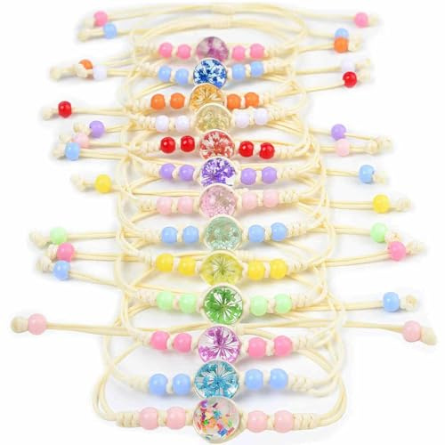 saijer Bracelet Amitié, 13 Pièces lot Bracelet Amitié fille avec Fleurs Colorées Tressé Ajustable Cadeau fille 6 7 8 9 10 ans Anniversaire pour Sœurs Enfants Amis Anniversaire Fête Vacances Cadeaux