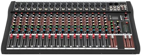Mezclador de audio Consola mezcladora de placa de sonido con interfaz de mezclador de estudio Bluetooth de 16 canales