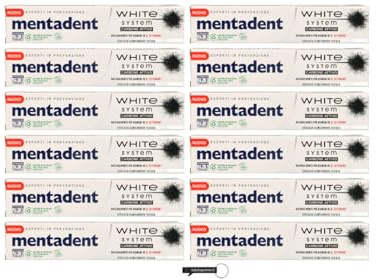 Mentadent White System Aktivkohle Zahnpasta, 75ml, 12er Pack,+ italy shop free keyring