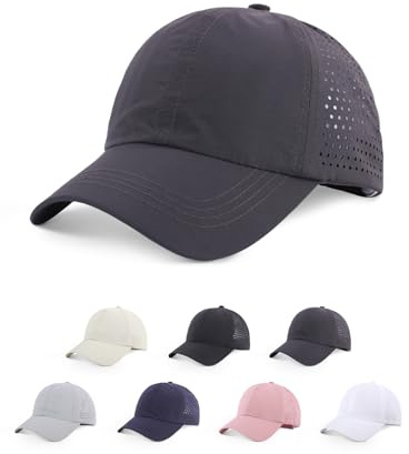 Cappello Baseball Berretto Donna con Visiera Regolabile Asciugatura Rapida Estivo Cappello Ponycap Traspirante Cappellino Sole per Golf Tennis Ciclismo All'aperto Sport Ponytail Grigio Scuro