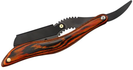 Alipis Rasoir Manuel à Clip avec Manche en Bois Foncé Tondeuse à Barbe Pliable pour Hommes Outil de Taille de Barbe Léger et Portable sans Lame Usage Quotidien et Voyage