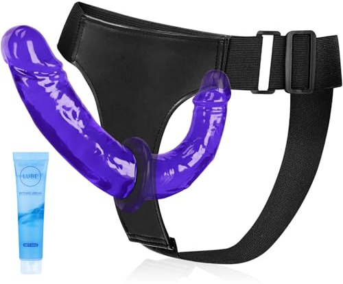 Strap On Dildo Couples Sex Toys with 9.63'' Long Fantasy Double Ended Dildos, Wearable Sex Dildo Harness for Women Lesbian Pegging Gay BDSM Roleplay Adult Sex Toy-Strap On Dildo Couples Sex Toys