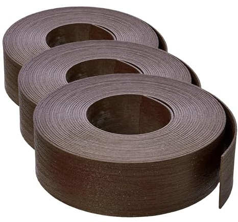 Amazon Basics Bordura para jardín con 10 estacas, 8 cm/3 Pulgadas x 12 m/40 pies, Marrón (Paquete de 3)