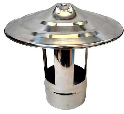 Comignolo Canna Fumaria in Acciaio Inox Tappo Rotondo di Sfiato per Esterni Comignolo Antivento Antipioggia per Tubi di Scarico e Camini Esterni(13.3cm/5.24in)