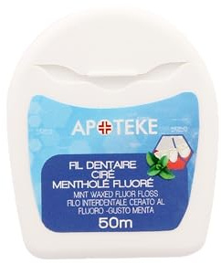 APOTEKE - Fil Dentaire Ciré Mentholé - 50 mètres - Hygiène Bucco-dentaire
