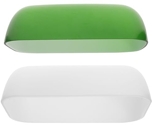 Retro Lampenschirm aus Glas, 2 Stück, Grün, für Tischlampen | Ersatzschirm für Bankerlampe, Leicht zu Montieren, Weiches Licht, Schlafzimmer und Wohnzimmer
