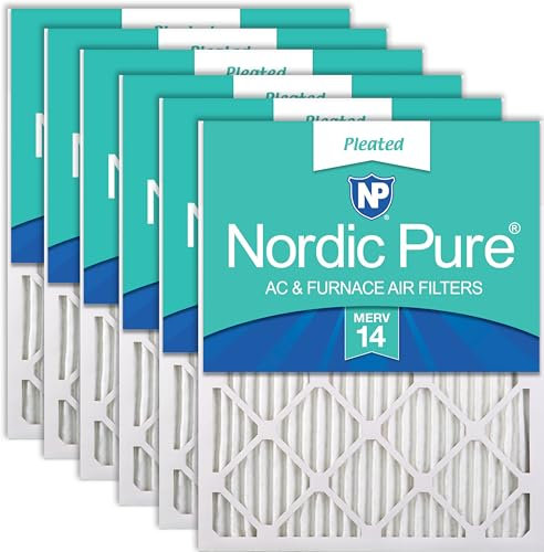 Nordic Pure 20x20x1 MERV 14 Pleated AC Furnace Air Filters, 20x20x1M14-6, 6 Pack