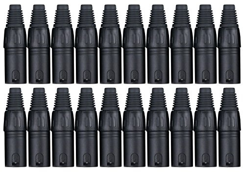 Pronomic Steckerset XLR-Male 20 Stk. schwarz, Ausführung: 3-polig | Verriegelbar, Spezielles Gehäuse-Design für optimale Griffigkeit, Stabiles Druckguss-Gehäuse, 20 Stück