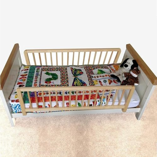 Safetots Doppelseitiger Holzbettschutz, Natur, 38cm hoch x 110cm breit, Bettgitter, Sicheres Kinderbettgeländer, Vormontiert, Einfache Installation