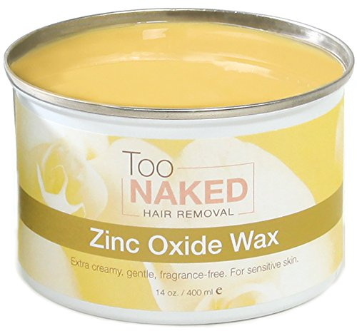 Too Naked Hair Removal Zinc Oxide Wax for Sensitive Skin, Extra Creamy, Non-Transparent Salon Wax, Fragrance-Free, 14 oz.