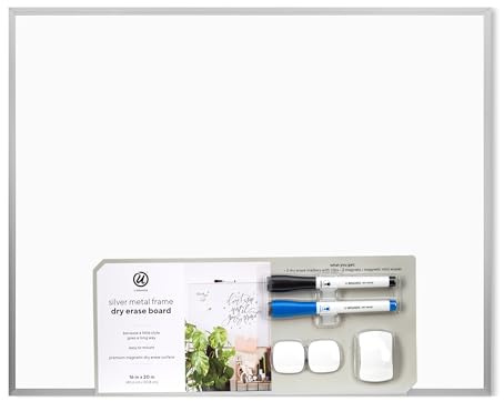 U Brands lavagna magnetica cancellabile a secco, confezione risparmio da 40,6 x 50,8 cm, argento telaio in alluminio