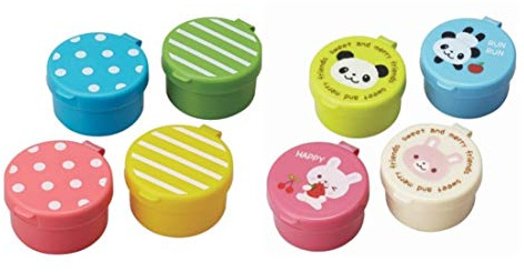 Torune Condiment Mayo Containers Two Set for Bento Lunch Box Mini Animal Friends and Dot Border Total 8 Cups