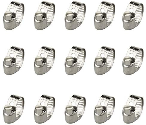 Abrazaderas de manguera Abrazaderas de manguera ajustables de acero inoxidable Mangueras de tornillo sin fin Abrazaderas de manguera, paquete de 15 (10-16 mm)