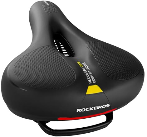 ROCKBROS Selle de Vélo Gel Ergonomique avec Amortisseur à Double Ressort, Siège de Vélo Universelle Respirant Confortable à Mousse à Mémoire Noir
