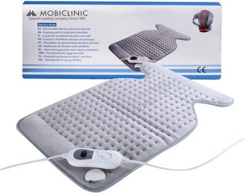 Mobiclinic®, Heizkissen für rücken schulter nacken, Europäische marke, Sehr niedriger verbrauch, 3 temperaturstufen, 62x43cm, Muskel, Grau