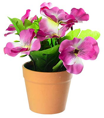 strimusimak Künstliche Blume Stiefmütterchen Gefälschte Pflanzen Topf Bonsai Statement Dekorativ Für Home Office Gartenparty Muttertag Lila