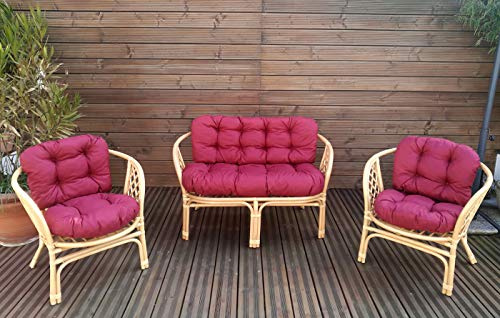 Mayaadi Deluxe Gartenbankauflagen 6 teiliges Sitzkissen-Set Sitzpolster für Gartengarnitur Set Steve JCG1 Bordeaux