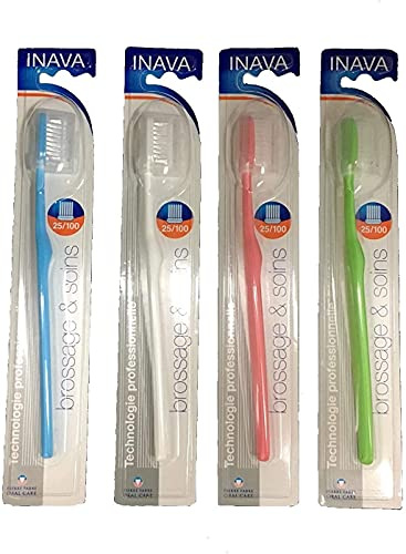 Inava Brosse à Dents MI DURE 25/100 - Lot de 4 Brosses (4)