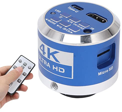 Caméra de Microscope 4K UHD 30FPS, Caméra Industrielle Vidéo USB HDMI, Caméra de Microscope électronique à Monture c avec Capteur Cmos Haute Sensibilité et Fonction D'enregistrement(Prise UE)