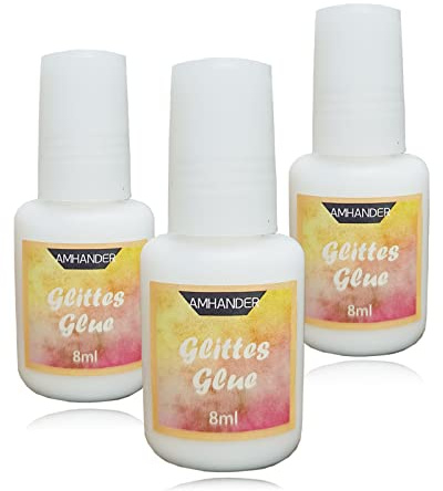 Rogimuma Hautkleber für Glitzertattoos - 8ml Glitter Glue Pinselflasche, Wasserlöslich Glittertattoo-Kleber, Ideal für Halloween, Karneval, Motto-Party, Kostüm-Events & Make-up Artists (3 Pcs)