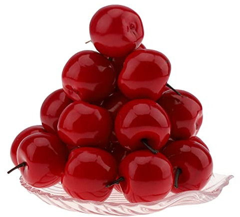 Woration 30 Stück Mini künstliche Früchte gefälschte kleine rote Äpfel Weihnachtsdekoration realistische lebensechte Simulation Äpfel für Home Party Thema Dekor Fotografie Requisiten