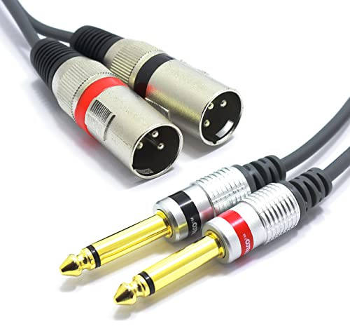 VITALCO 2x XLR Stecker auf 2x 6.3mm TS Klinke Kabel 3m Mikrofonkabel 3 Polig Männlich auf Mono Klinkenstecker Audio Adapter
