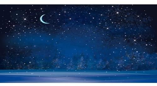 Renaiss 3x1.5m Sternennacht Kulisse Himmel Mond Schneefall Fotografie Hintergründe Winter Unscharfe Wald Nacht PineTrees Hintergrund Frohe Weihnachten Neujahr Party Dekoration Studio Requisiten