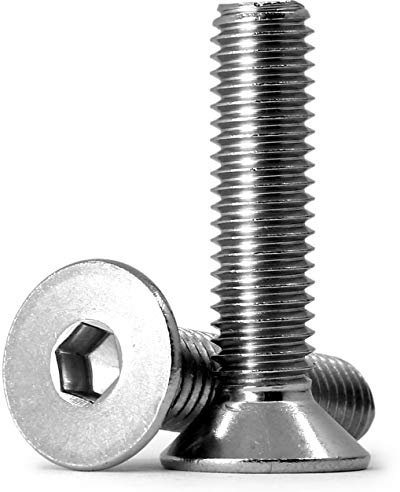 Tornillos de cabeza avellanada con hexágono interior, M6 x 10 mm, acero inoxidable 304, rosca completa