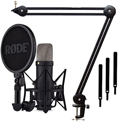 Rode NT1 5th Generation XLR USB Studio-Kondensatormikrofon Black + keepdrum MS138 BK Mikrofonarm Tisch-Stativ Schwarz