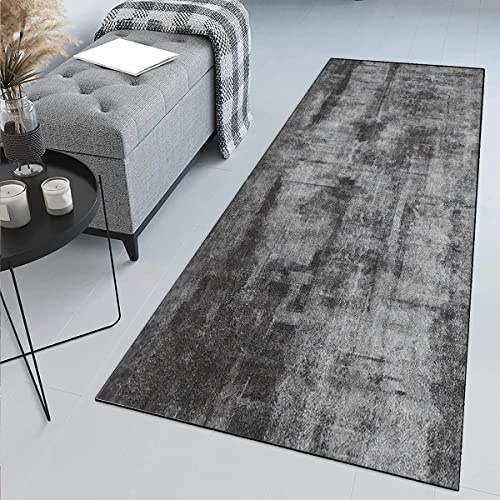 Siunwdiy Teppich Läufer Flur rutschfest 40x80cm Küchenläufer Waschbar Modern Anthrazit Korridor Teppichläufer Lang Küchenteppich Für Küche Wohnzimmer Schlafzimmer Teppichläufer Meterware Anpassbar
