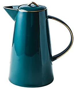 Pitcher Simple Ceramic Pitcher Green Cold Kettle with Handle Light Luxury Teapot for Juice, Coffee, Self-Cooling Hot Drinks (50.7 Oz) Hot/Cold Water Carafe (Color : Brass)