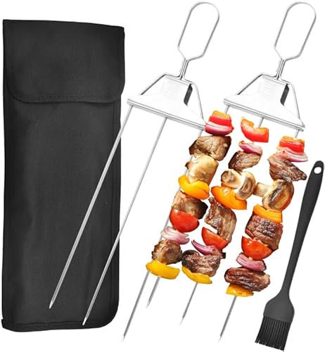 Brochetas de Kebab de Acero Inoxidable, Brochetas de la Parrilla, Brochetas de Metal, 3 puntas de 3 vías, Brochetas de Kebab de Acero Inoxidable Plano,para fiestas barbacoa