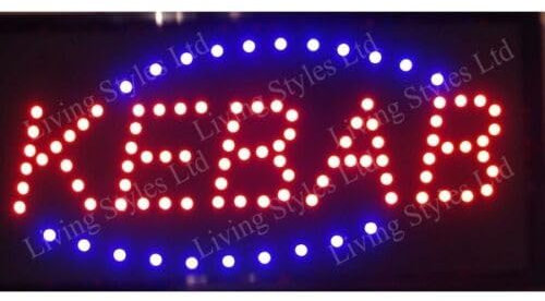 INSEGNA Luminosa A LED con Scritta Kebab con Ganci 50 X 25 CM 220V [Classe di efficienza energetica A]