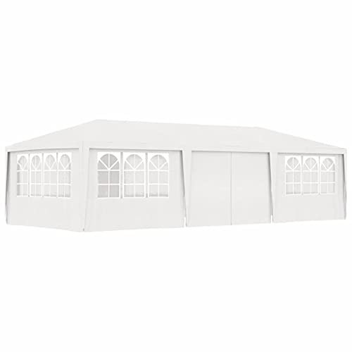 Homgoday Gazebo Professionale con Pareti 4x9 m Bianco 90 g/m², Gazebo da Giardino, Gazebo Ombrellone da Giardino Spiaggia Pesca Esterno Antivento per Arredo Giardino Terrazzo Ambienti