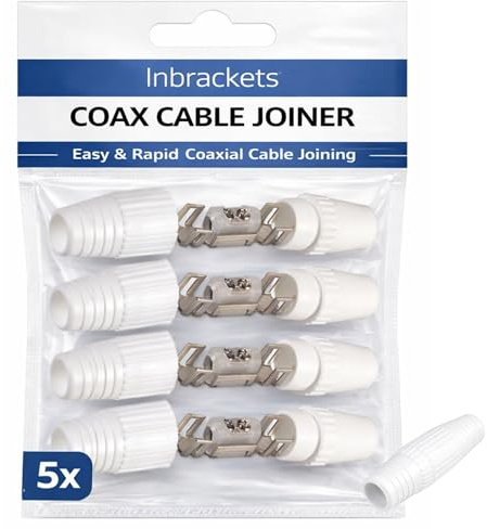 Inbrackets Coaxial Aerial Digital TV Cable Joiner Click and Screw Fit Repair Coupler Extender Adaptor for Coax Cable (5)