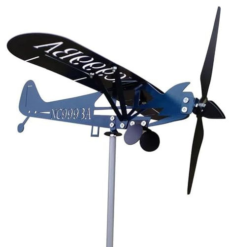 ZNEL Metall Flugzeug Wetterfahne Wetterfahne Eisen Draussen Windspinner für Garten, Terrasse, Rasen, Hof Ornamente, Blue