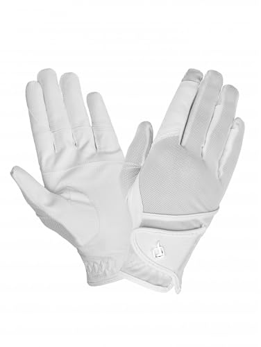 LeMieux Pro Mesh Gloves - Lightweight Horse Riding Gloves - Anti-Slip Palm - Breathable Air Mesh - Large - White