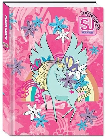 PELLECCHIA 1969 I Diario Grande Agenda Scuola realizzato per SJ GANG ANIMALI GIRL NON DATATO 10 Mesi 20x15 cm (Unicorno Rosa)