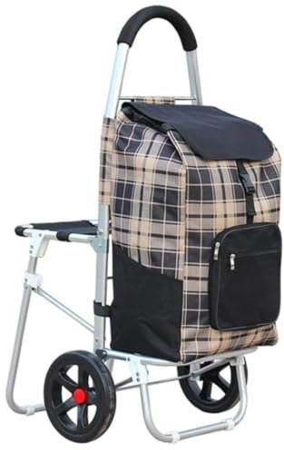 Treppensteigen Einkaufstrolley Shoppingtrolley 2-Rad-Einkaufswagen Mit Sitz, Leichter Einkaufswagen Aus Aluminium, Zusammenklappbarer Treppensteigerwagen Mit Abnehmbarer Tasche Einkaufswagen Treppenst