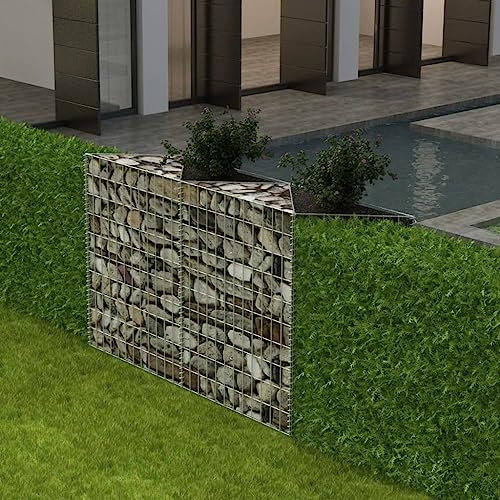 AUVYI Cesta de piedra decorativa para jardín, terraza, jardinera, 120 x 30 x 100 cm, gavión para jardín, valla de gaviones, construcción estable, pared para plantas, gaviones de piedra, cestas de