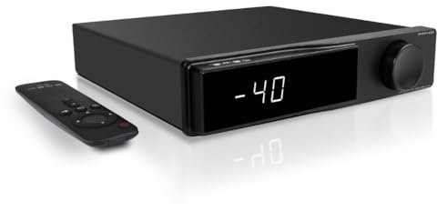 SMSL PA40 Class D Verstärker, 165Wx2 Stereo Verstärker für Passiv-Lautsprecher, Leistungsverstärker mit MA5332 Chip/EQ/Bass-Höhenregler/Eingebautes Netzgerät