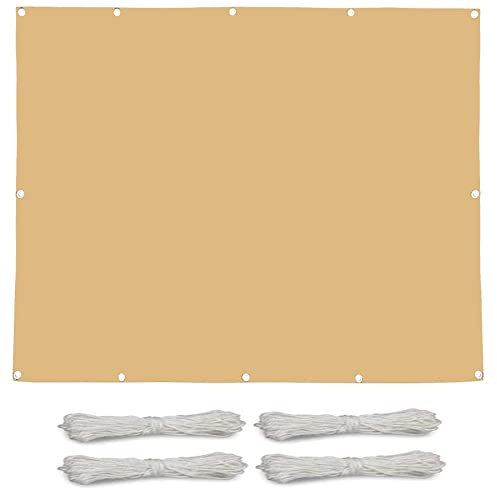 Pali per vela ombreggiante, 2 x 7 m, struttura di protezione UV per patio, terrazza, giardino, piscina, tessuto traspirante, colore crema