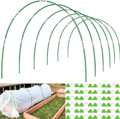 36 cerchi da giardino per aiuole rialzate copertura per file, 2,4M serra giardino tunnel di coltivazione cerchi per rete, cerchi di supporto per serra cerchi per aiuole da giardino, cerchi flessibili